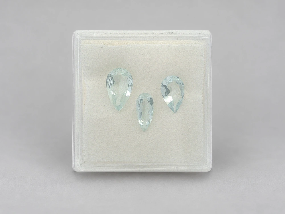 [BAPB0800X1] Aquamarine 8.00mm Pear Shape - Mixed Set of 3