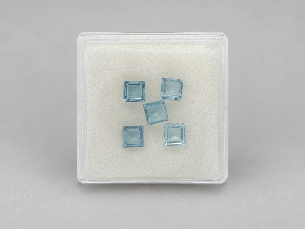 [BAQS0400X10] Aquamarine 4.00mm Carre Cut Mixed Set of 5